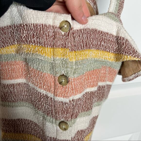 Madewell Texture & Thread Stripe Ruffle Button Down Tie Tank Top Size XS - Picture 3 of 7